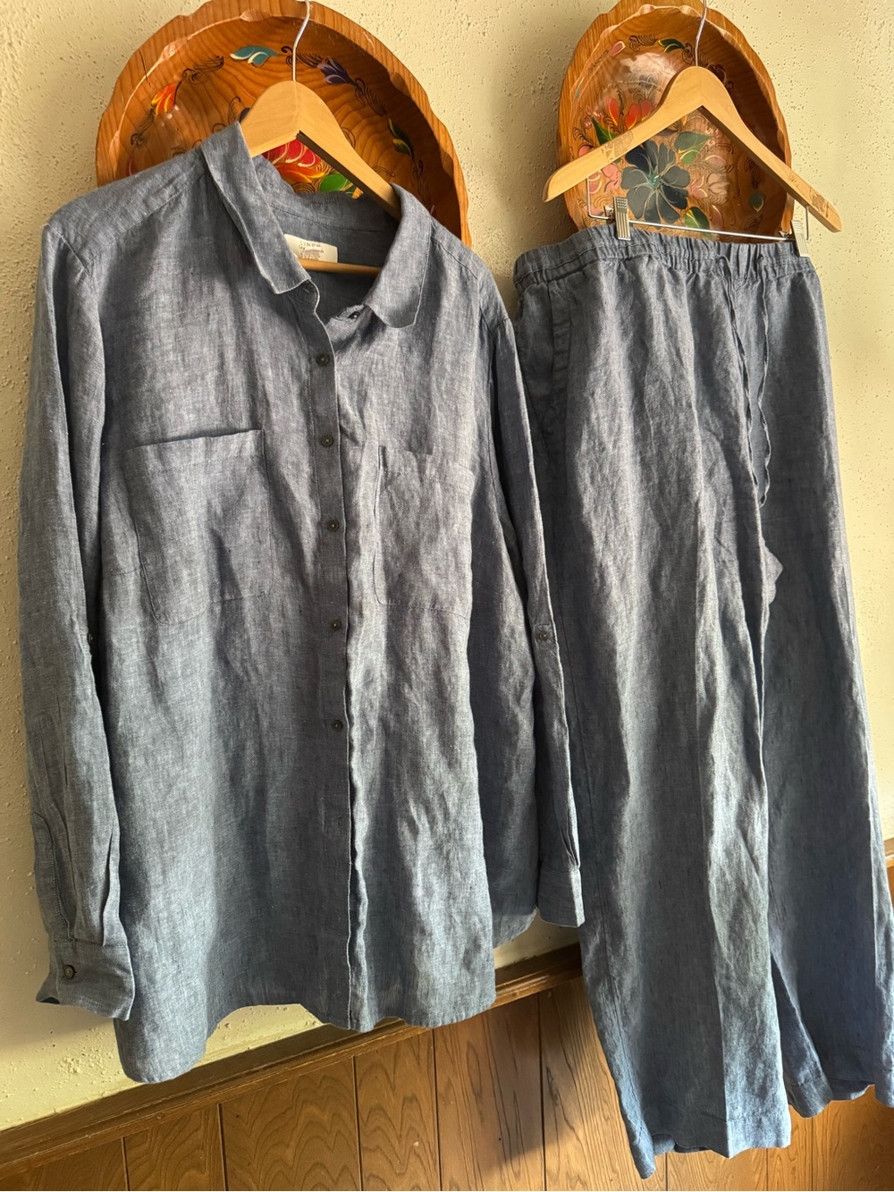 Charter Club Luxury Linen Shirt and Pants Set in Blue Ocean Size 3X